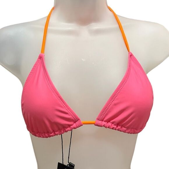 NWT Dolls Kill Pink Orange Y2K Bikini Top - Picture 1 of 3